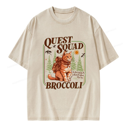Pagewings Quest Squad Broccoli Unisex Washed T-shirt