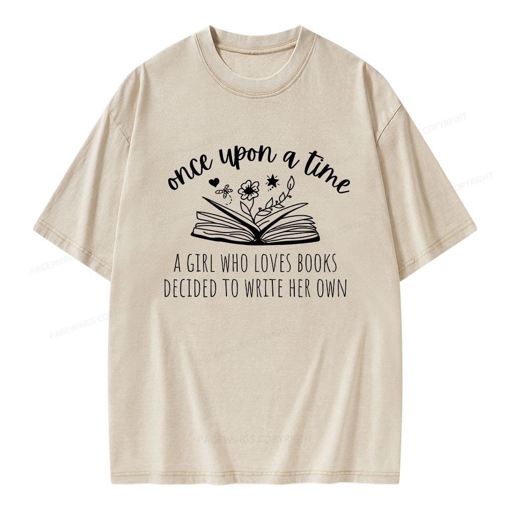 Pagewings Once A Book-Loving Girl Wrote Her Story Unisex Washed T-shirt
