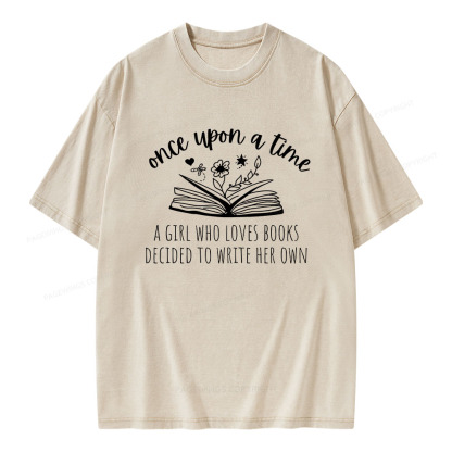 Pagewings Once A Book-Loving Girl Wrote Her Story Unisex Washed T-shirt