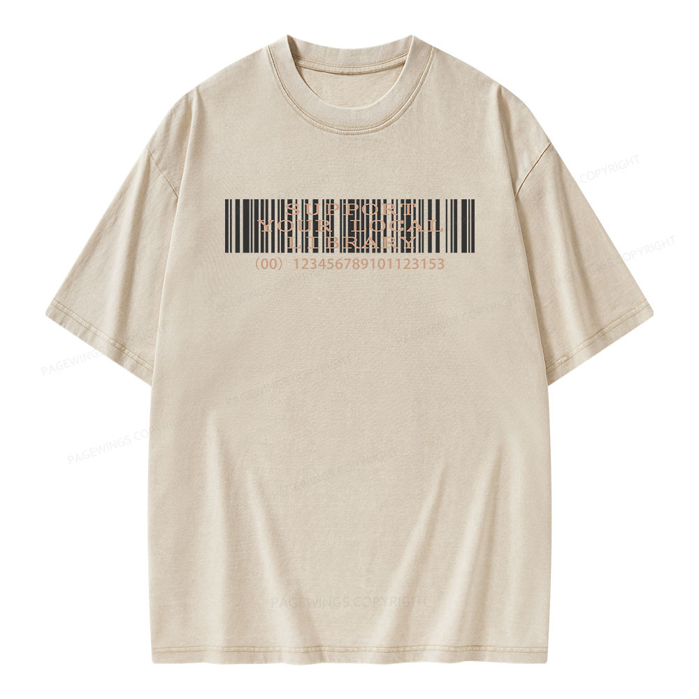 Pagewings Support Your Local Library Unisex Washed T-shirt