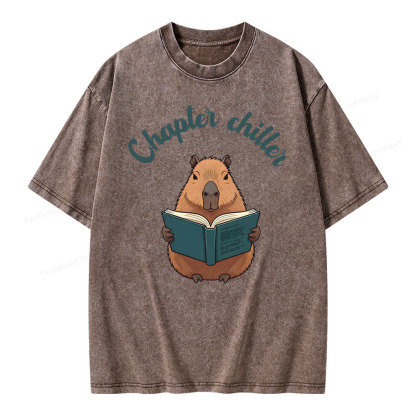 Pagewings Reading capybara Classic T-Shirt  Unisex Washed T-shirt