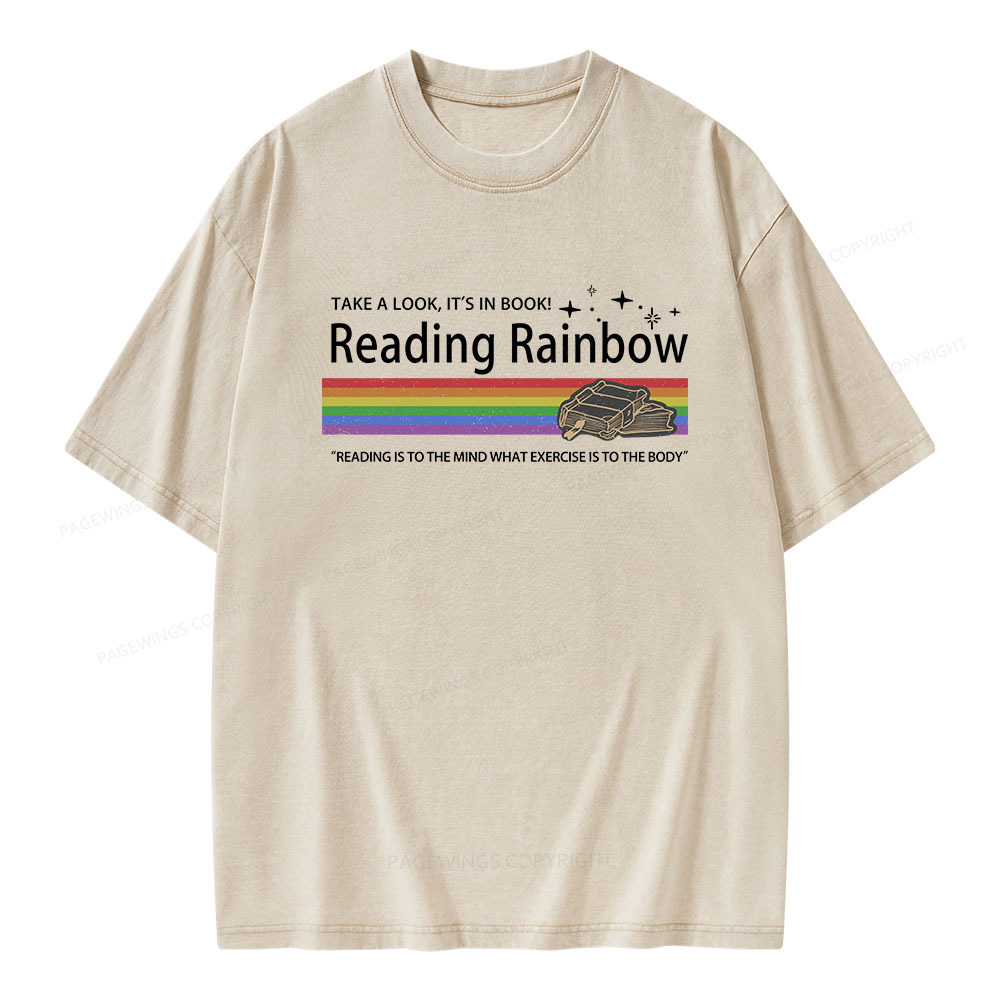 Pagewings Reading Rainbow Unisex Washed T-shirt