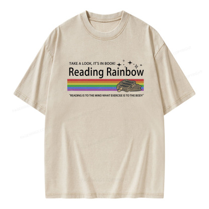 Pagewings Reading Rainbow Unisex Washed T-shirt
