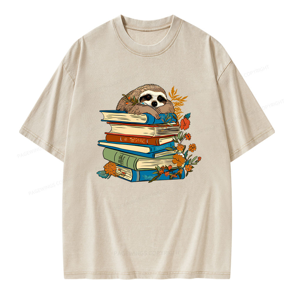 Pagewings Sloth And Stories Unisex Washed T-shirt