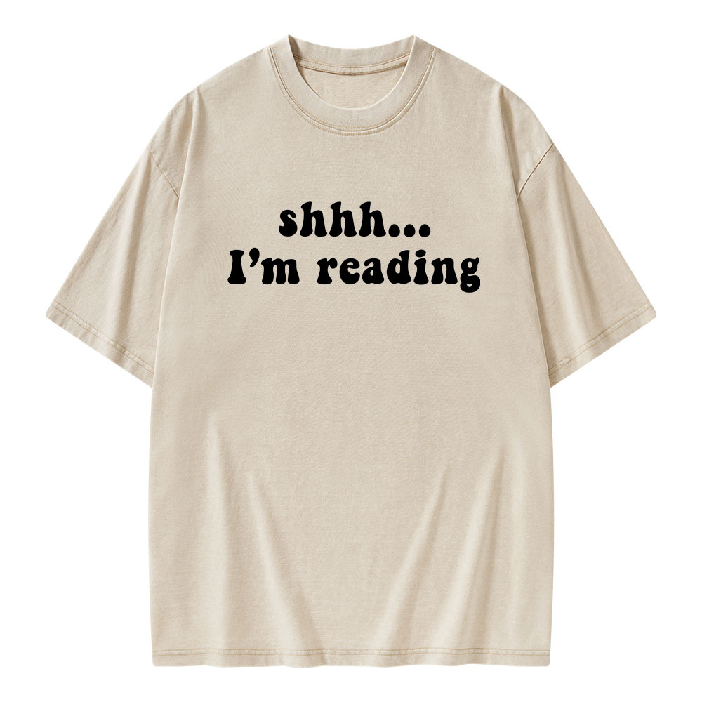 Pagewings Shhh I'm Reading Unisex Washed T-shirt