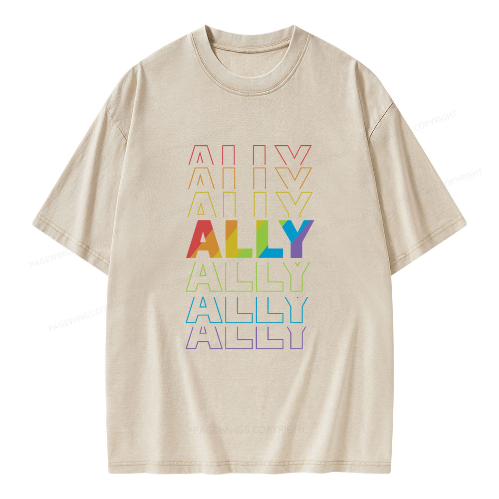 Pagewings LGBTQ Ally Unisex Washed T-shirt
