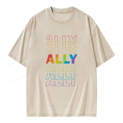 Pagewings LGBTQ Ally Unisex Washed T-shirt