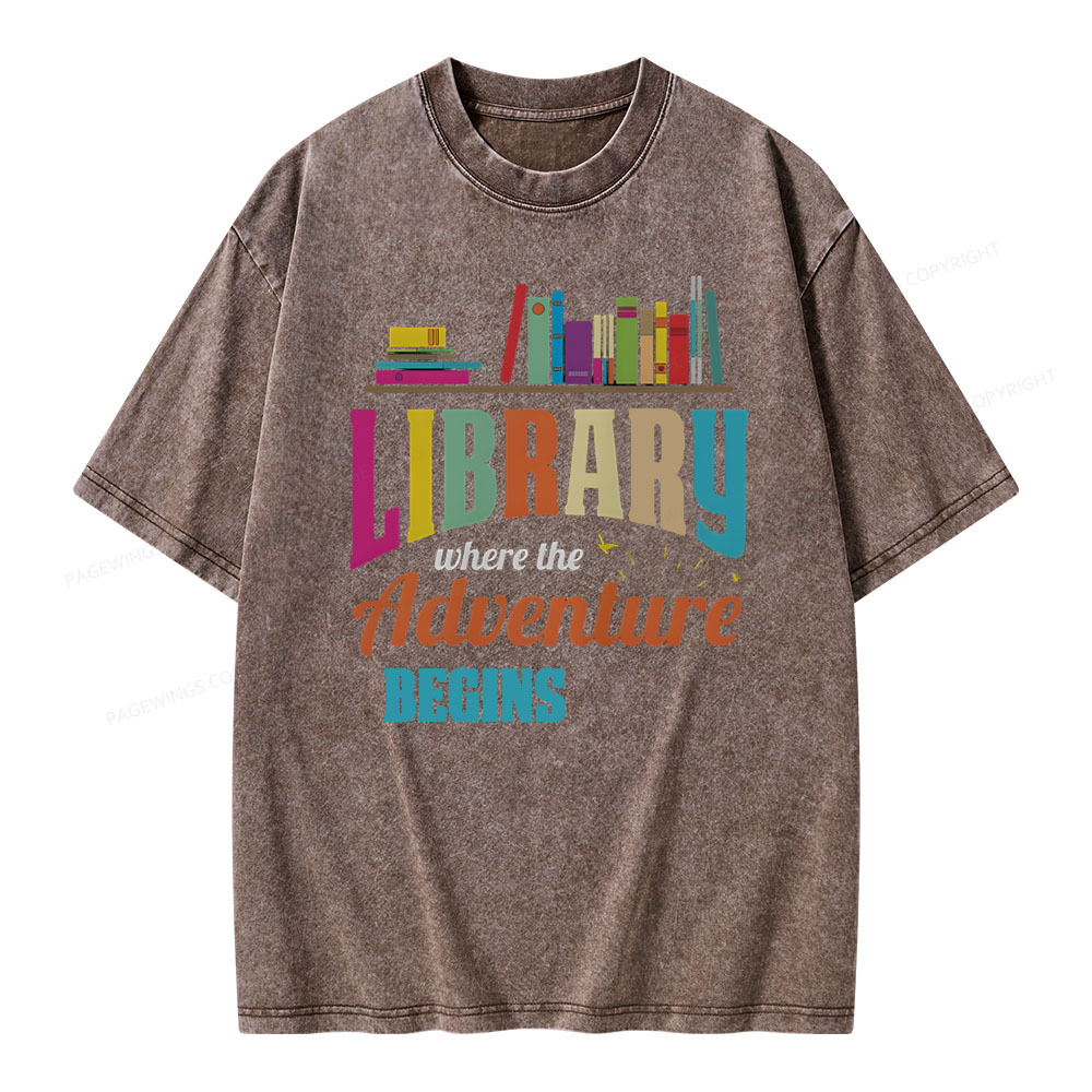 Pagewings Library Fan - book lovers Librarian Reader T-Shirt Unisex Washed T-shirt