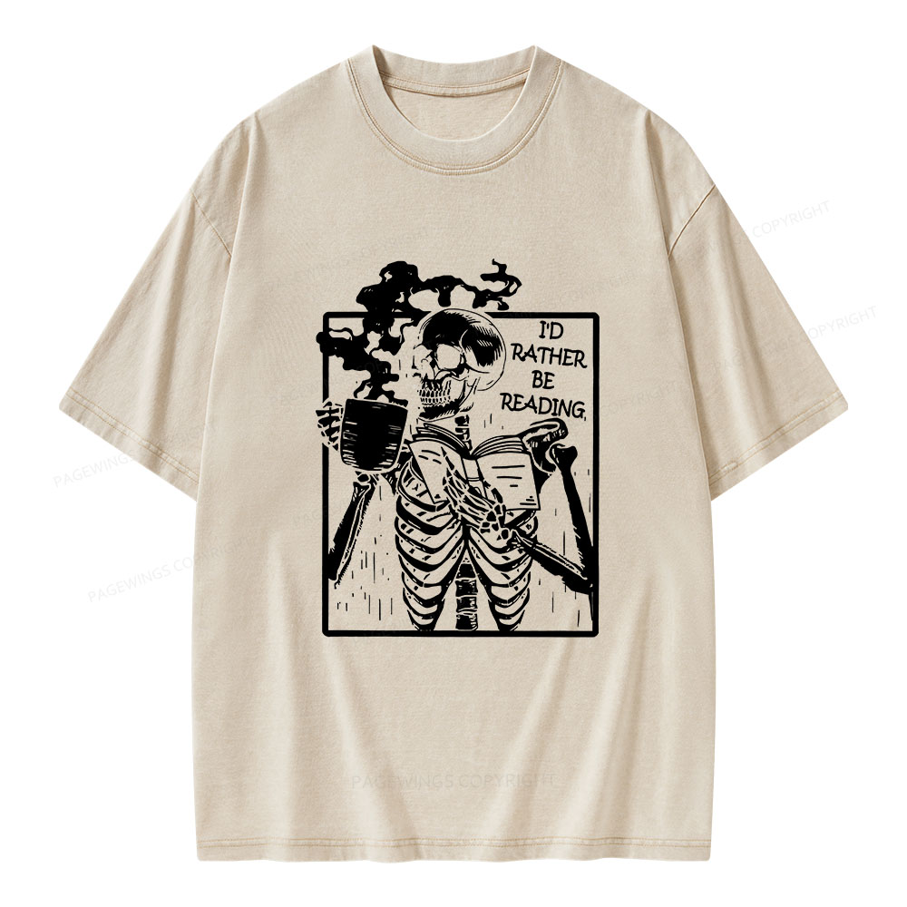 Pagewings I’d Rather Be Reading Unisex Washed T-shirt