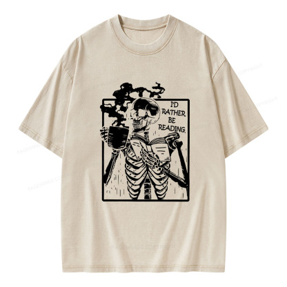 Pagewings I’d Rather Be Reading Unisex Washed T-shirt