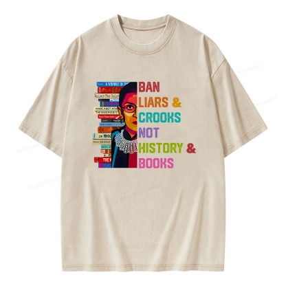 Pagewings Ban Liars and Crooks Not History and Books Unisex Washed T-shirt