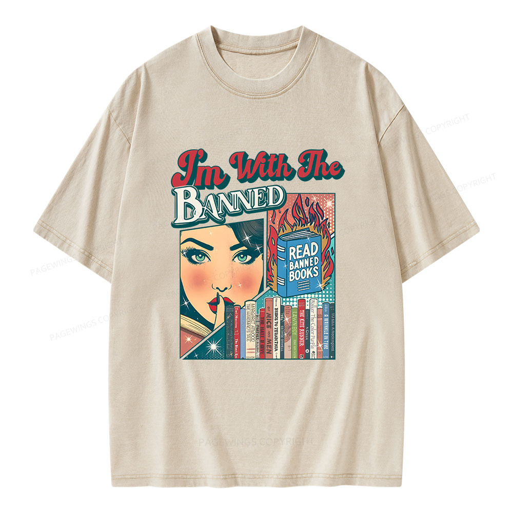Pagewings I’m With the Banned Unisex Washed T-shirt