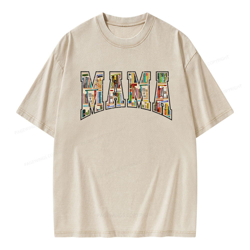 Pagewings About MAMA's Bookshelf Unisex Washed T-shirt