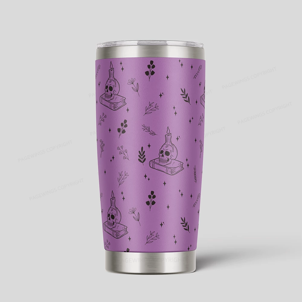 Pagewings Read Banned Books Skeleton Halloween Goth Protest Tumbler