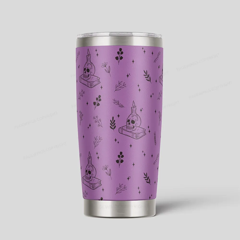 Pagewings Read Banned Books Skeleton Halloween Goth Protest Tumbler