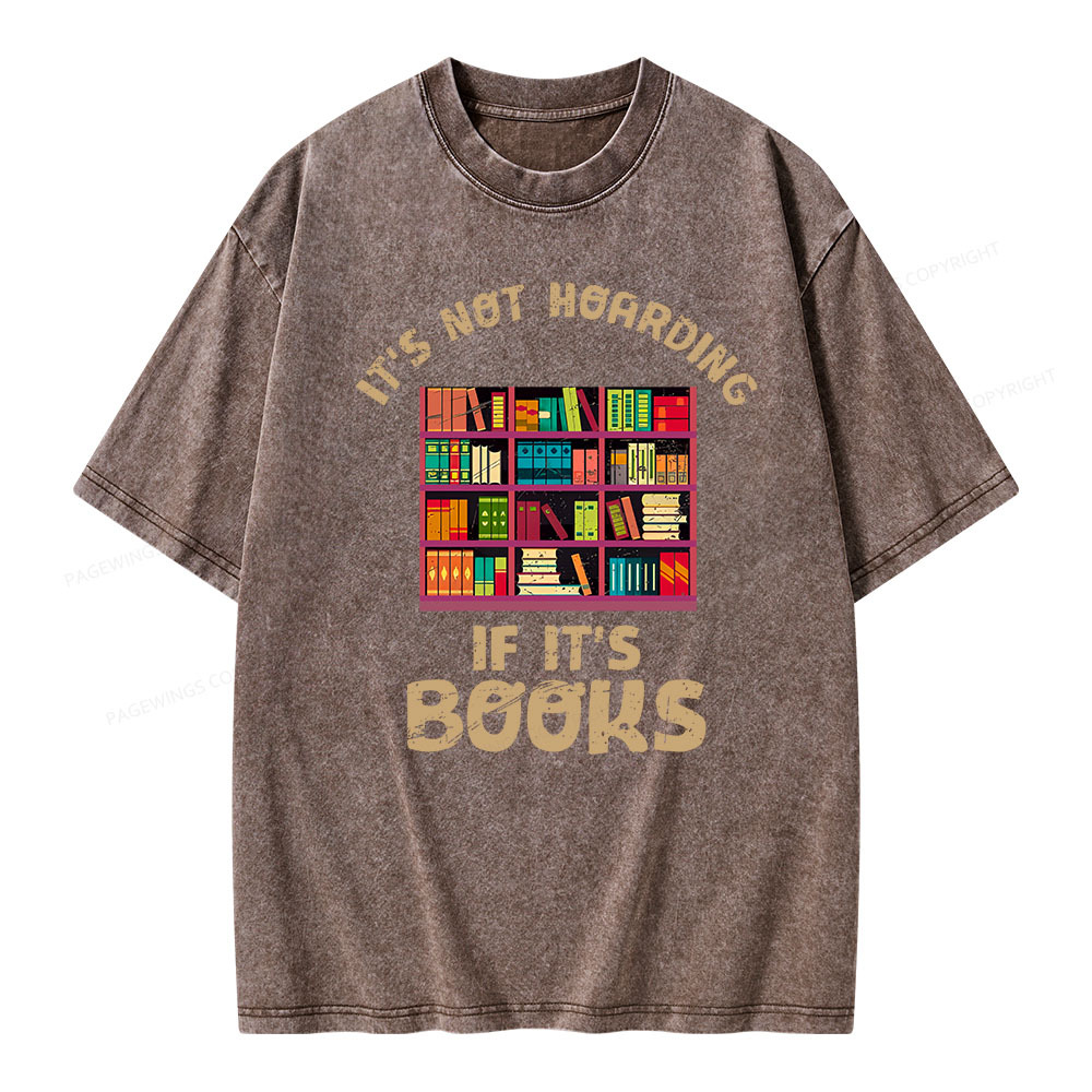 Pagewings Bookshelf Set Of Stacks Of Books Stock Unisex Washed T-shirt