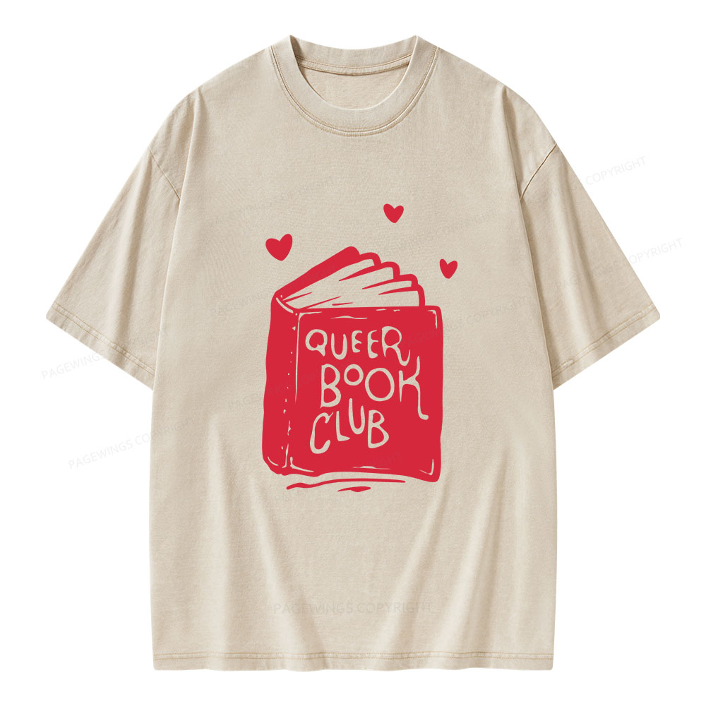 Pagewings Queer Book Club Unisex Washed T-shirt