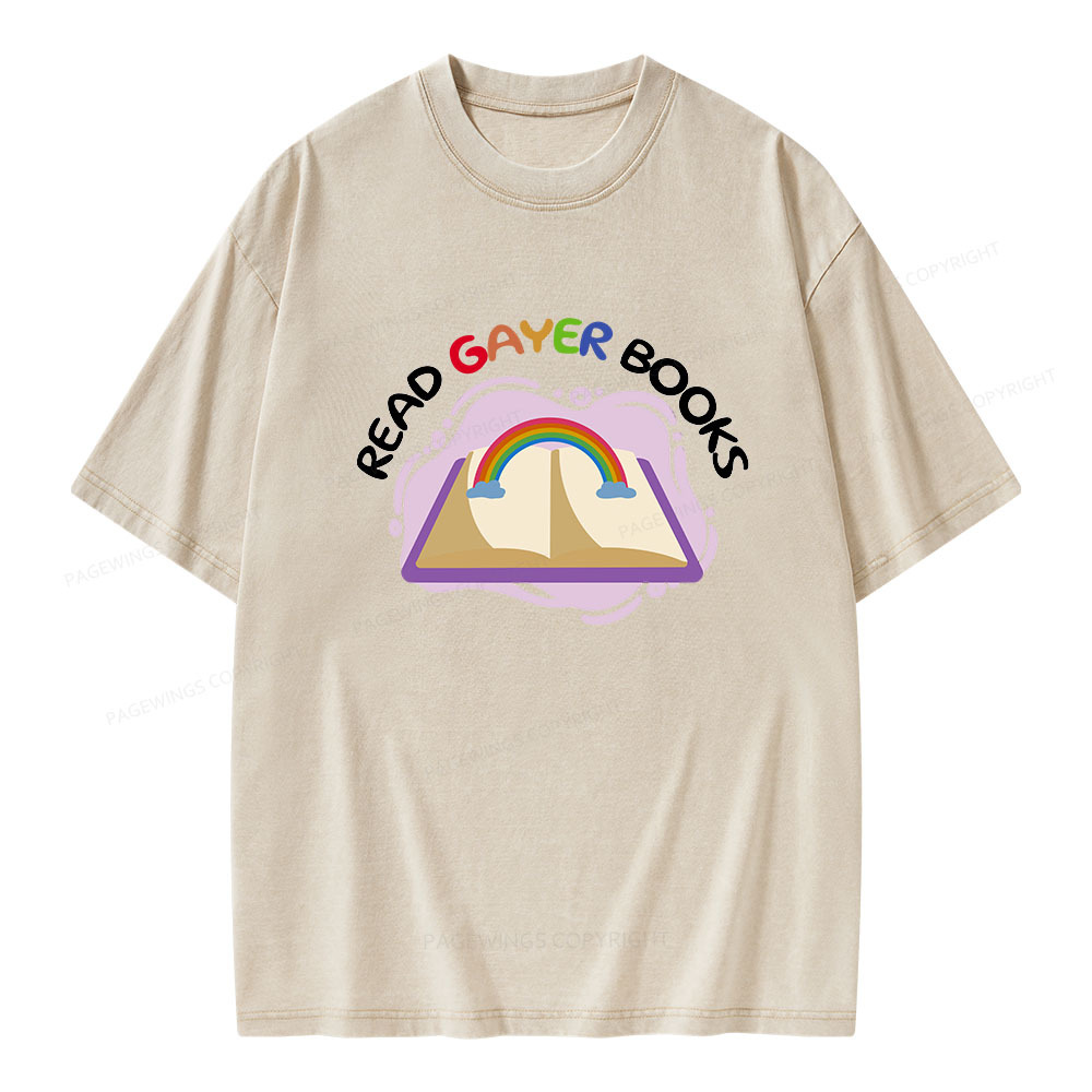 Pagewings Read Gayer Books Unisex Washed T-shirt