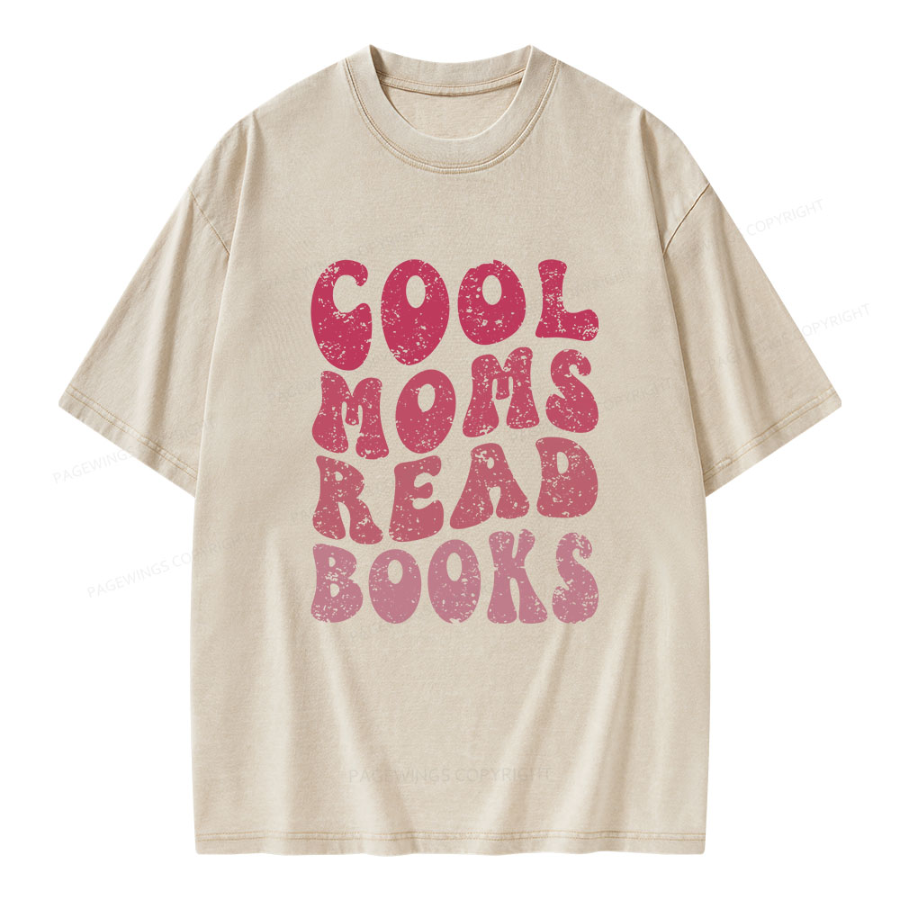 Pagewings Cool Moms Read Books Unisex Washed T-shirt