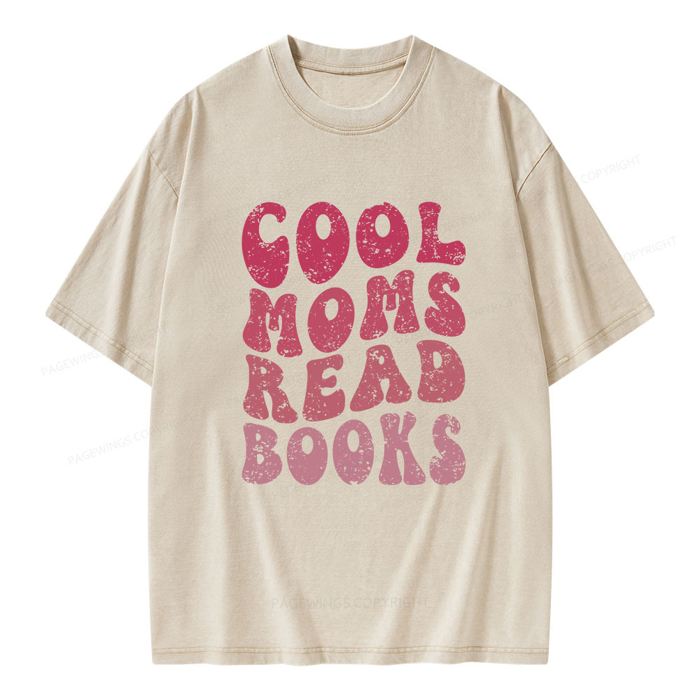 Pagewings Cool Moms Read Books Unisex Washed T-shirt