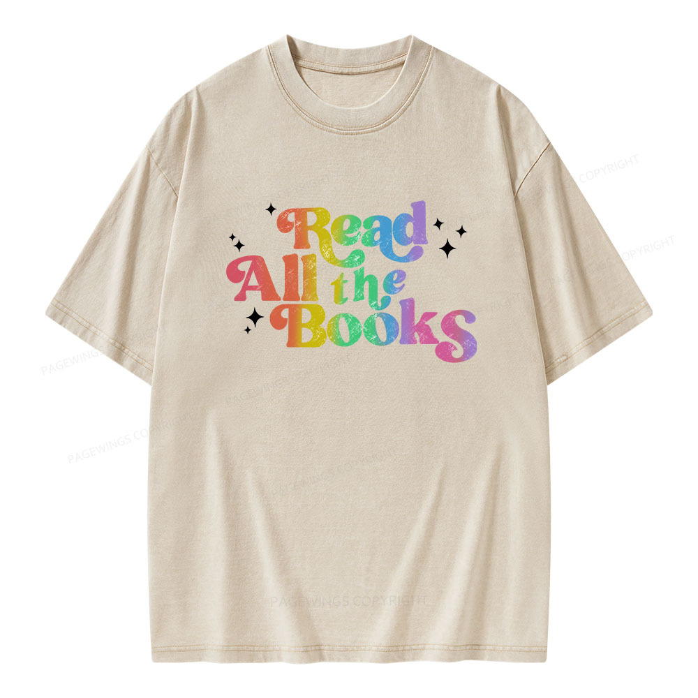 Pagewings Read All the Books Unisex Washed T-shirt