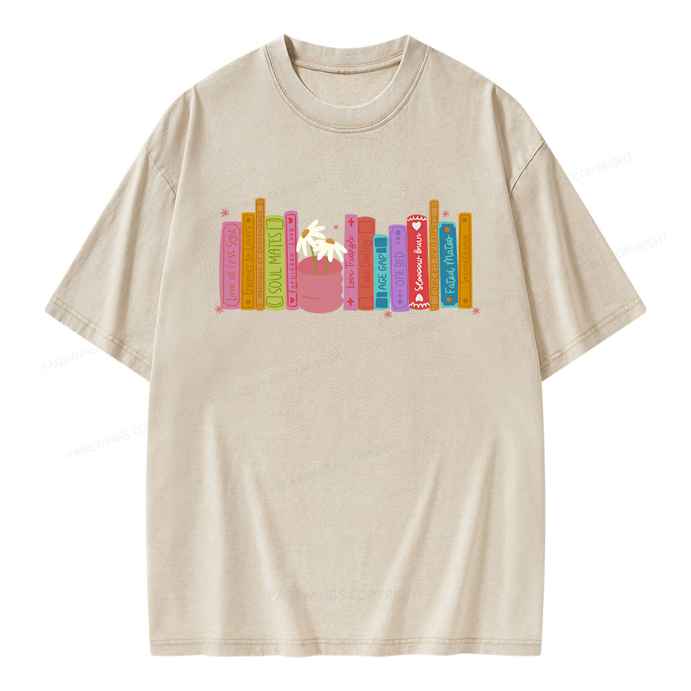 Pagewings Romance Book Tropes Unisex Washed T-shirt