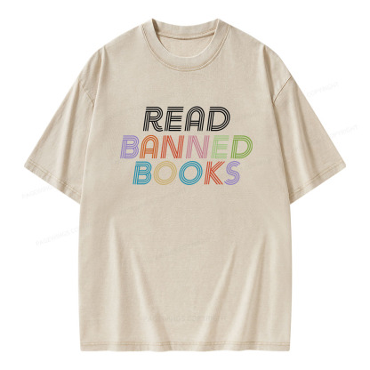 Pagewings Read Banned Books Unisex Washed T-shirt