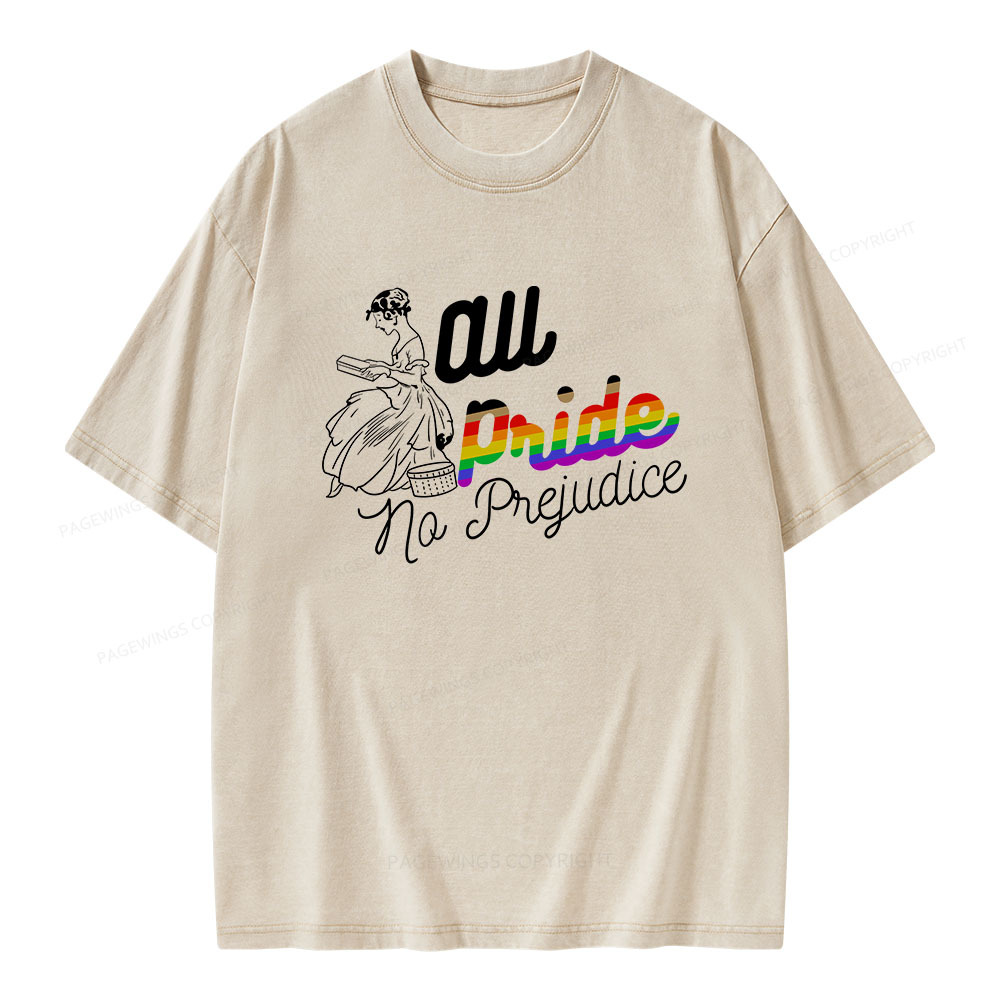 Pagewings All Pride, No Prejudice Unisex Washed T-shirt