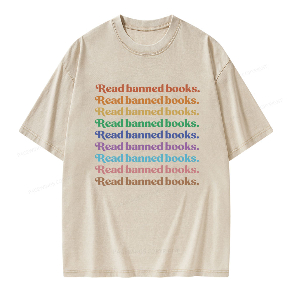 Pagewings Read Banned Books Unisex Washed T-shirt