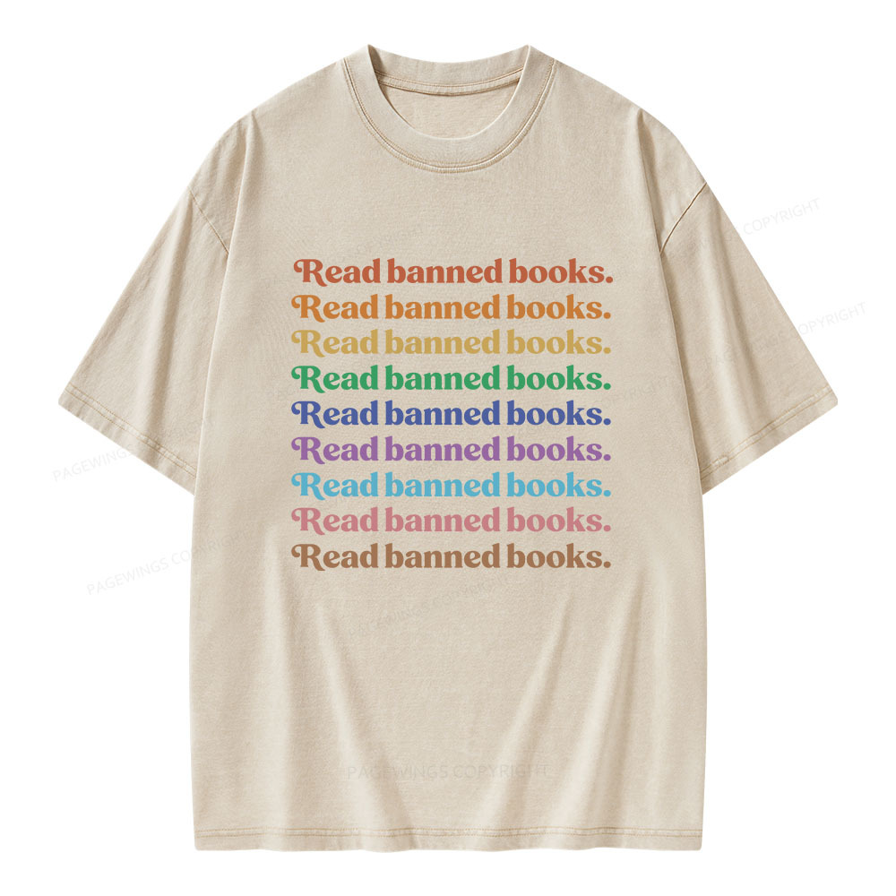 Pagewings Read Banned Books Unisex Washed T-shirt