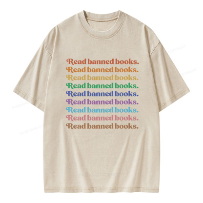 Pagewings Read Banned Books Unisex Washed T-shirt