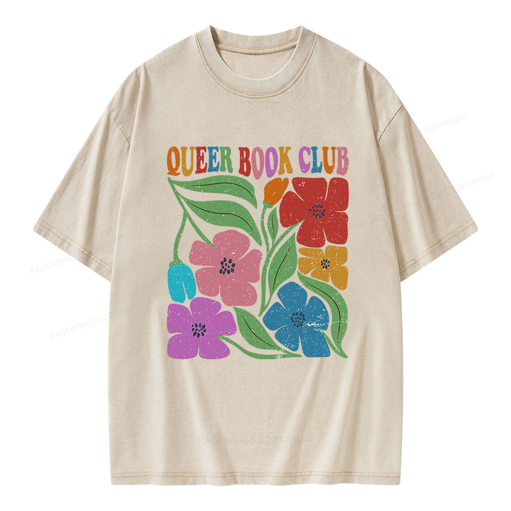 Pagewings Queer Book Club Unisex Washed T-shirt