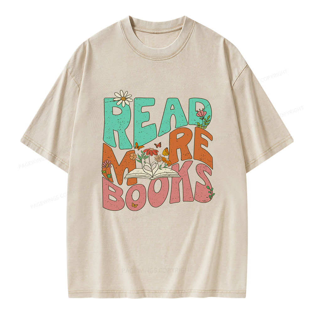 Pagewings Read More Books Unisex Washed T-shirt