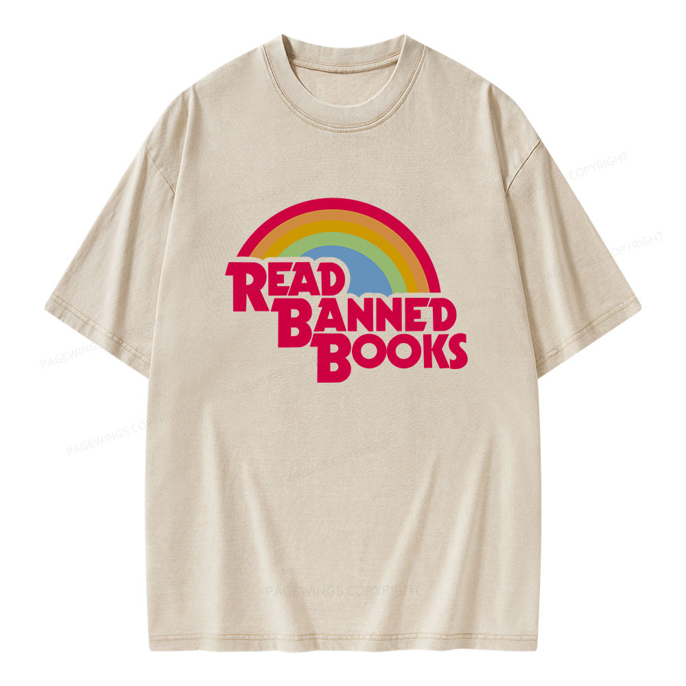 Pagewings Read Banned Books Unisex Washed T-shirt