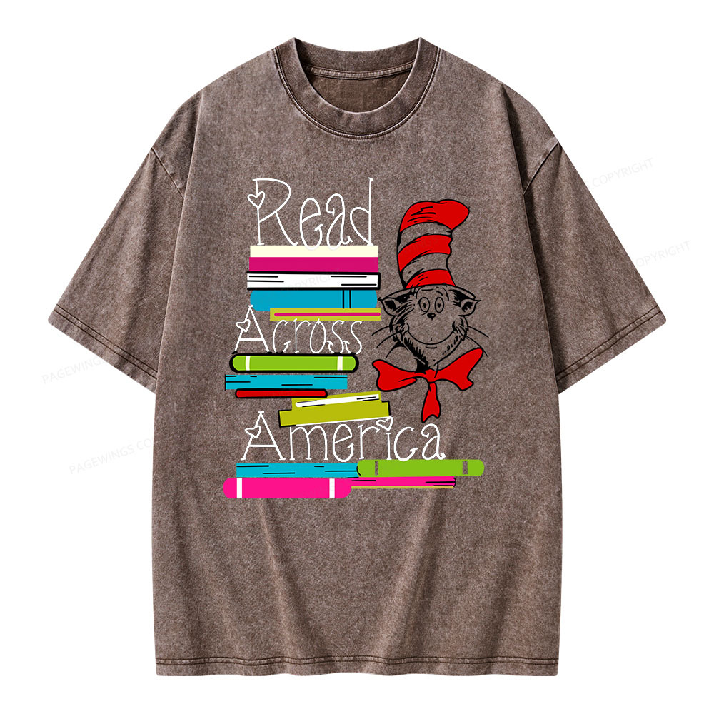 Pagewings Read Across America DTF Transfer, Reading Friends Dr. Seuss Unisex Washed T-shirt