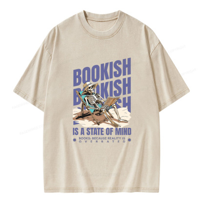 Pagewings Bookish Is A State Of Mind Unisex Washed T-shirt