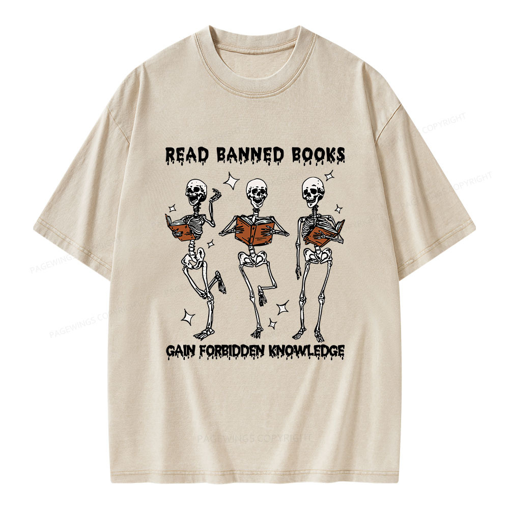 Pagewings Read Banned Books Gain Forbidden Knowledge Unisex Washed T-shirt