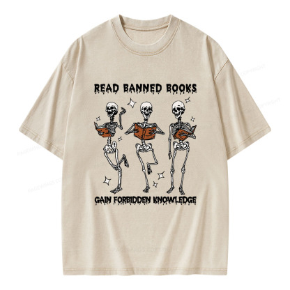 Pagewings Read Banned Books Gain Forbidden Knowledge Unisex Washed T-shirt