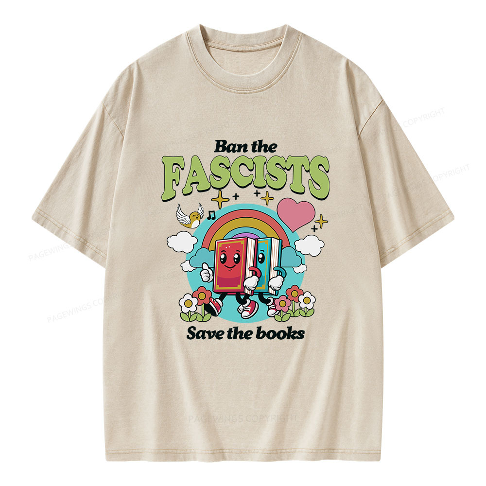 Pagewings Ban the Fascists Save the Books Unisex Washed T-shirt
