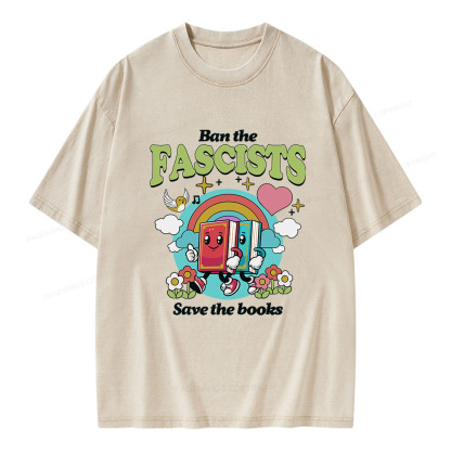 Pagewings Ban the Fascists Save the Books Unisex Washed T-shirt