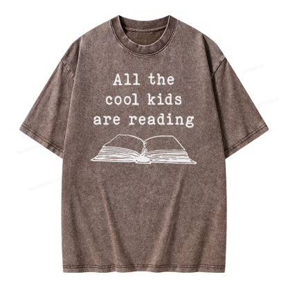 Pagewings All The Cool Kids Are Reading Teaching Teacher Unisex Washed T-shirt