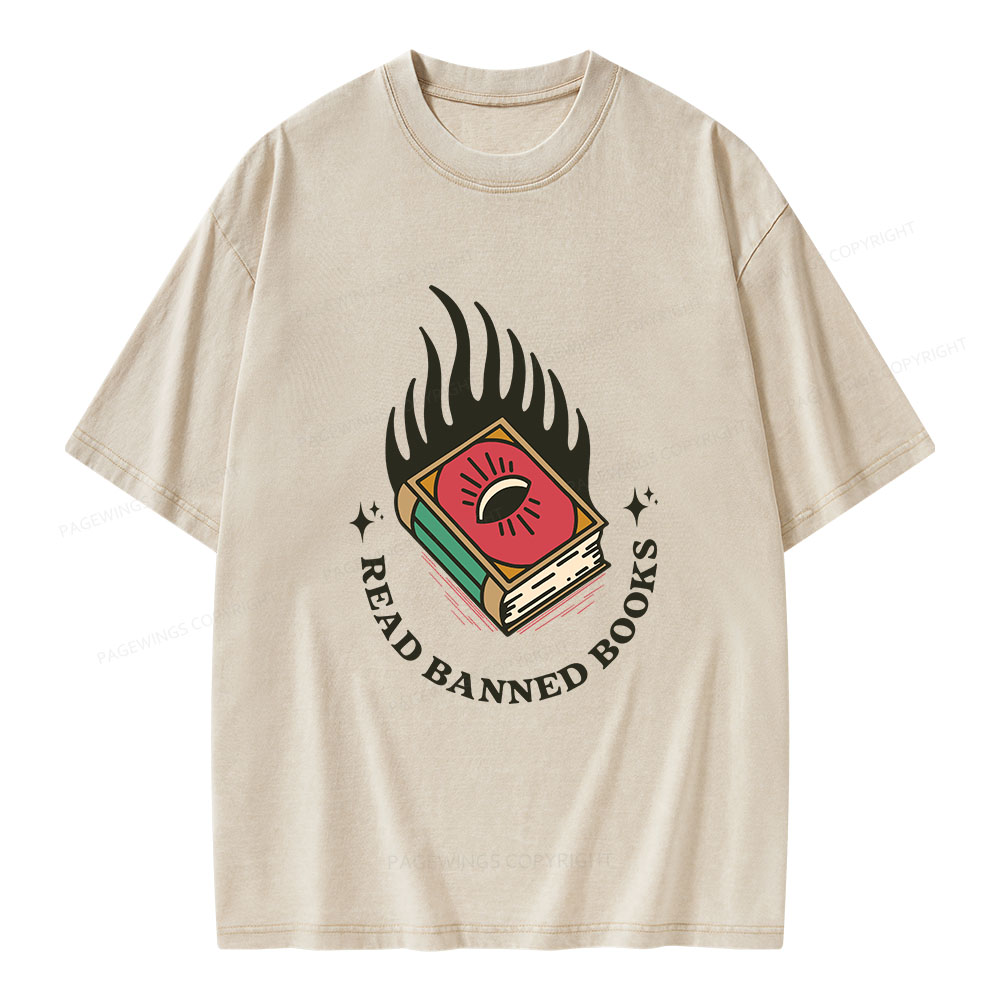 Pagewings Read Banned Books Unisex Washed T-shirt