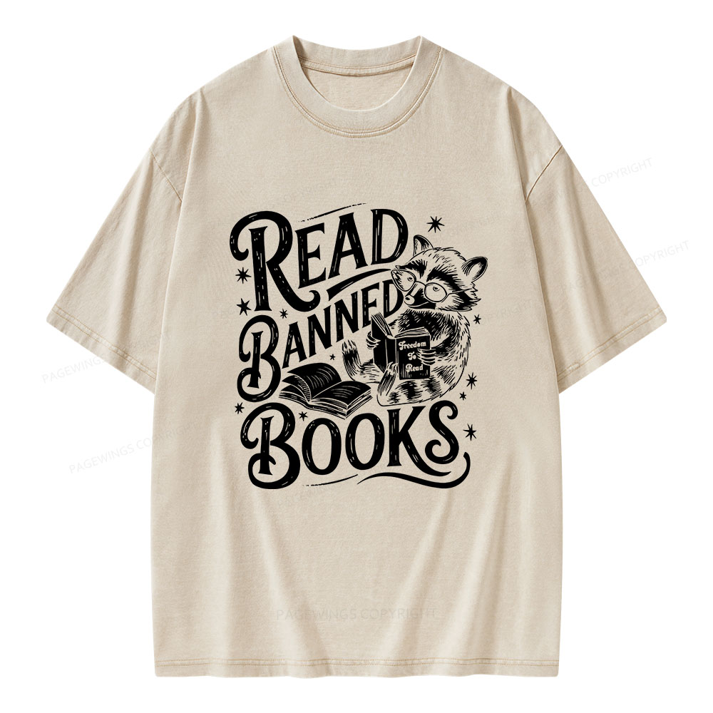 Pagewings Read Banned Books Unisex Washed T-shirt