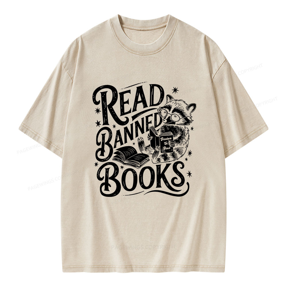 Pagewings Read Banned Books Unisex Washed T-shirt
