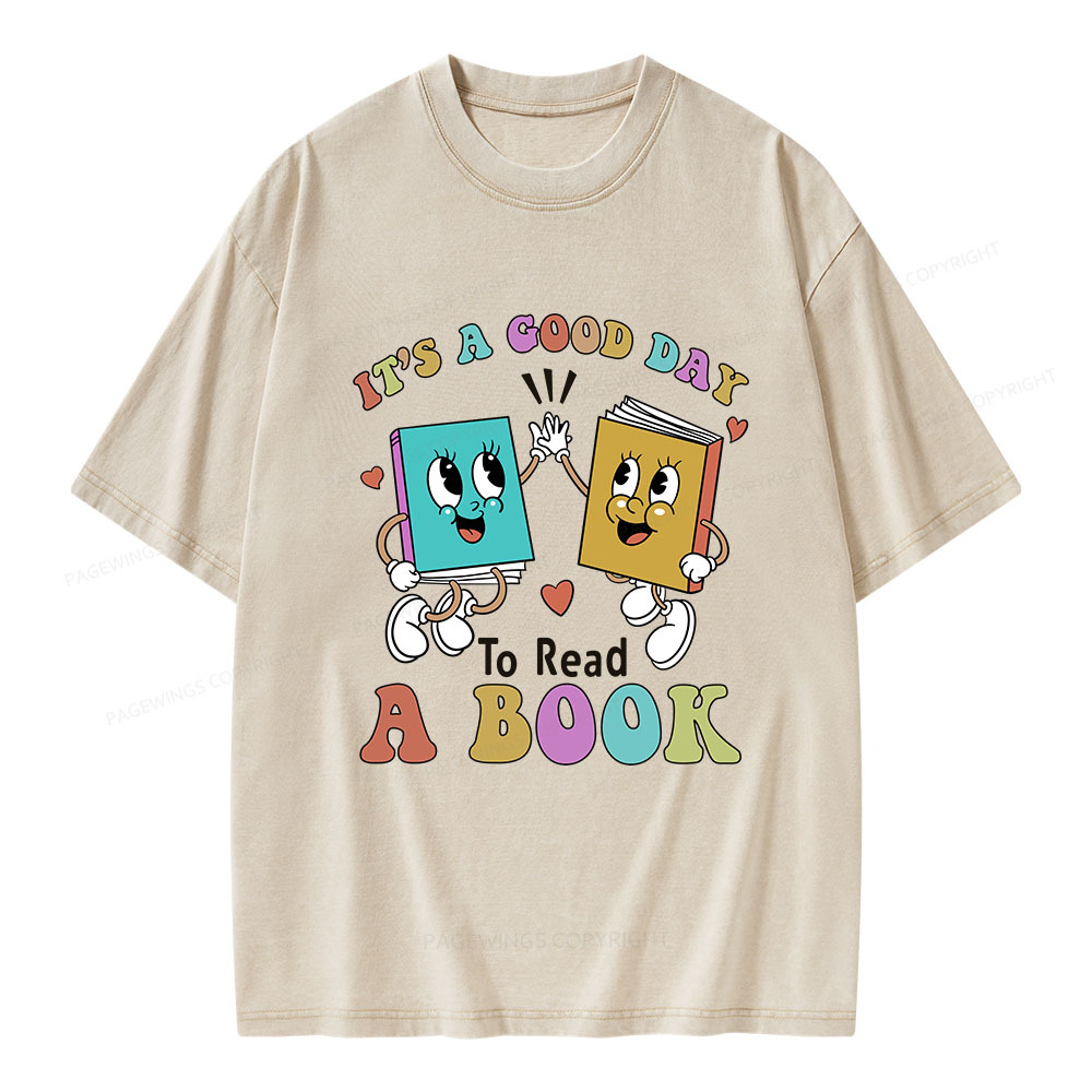 Pagewings It's A Good Day To Read A Book Unisex Washed T-shirt