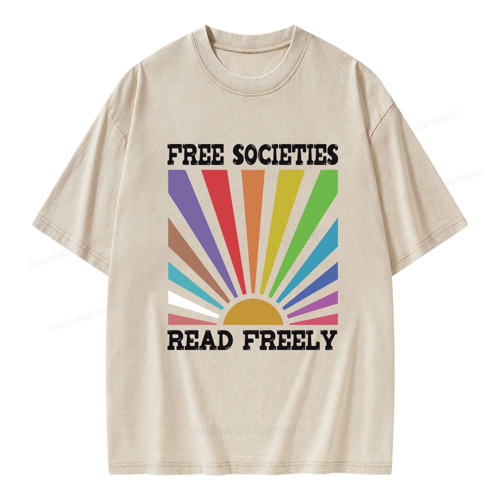 Pagewings Free Societies Read Freely Unisex Washed T-shirt