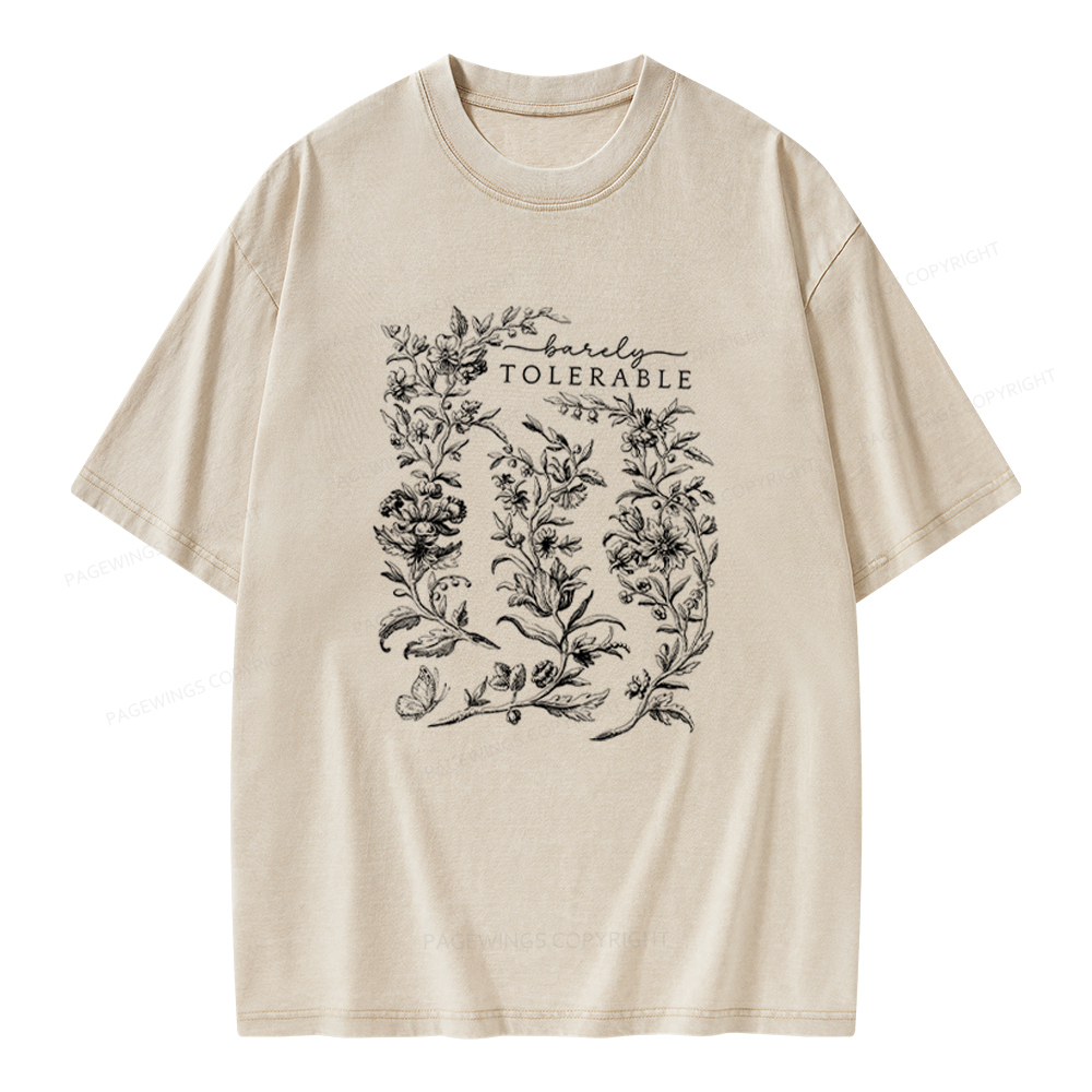 Pagewings Barely Tolerable Pride and Prejudice Gifts Unisex Washed T-shirt