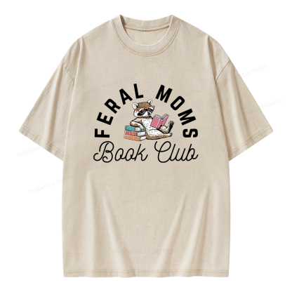 Pagewings Feral Moms Book Club Unisex Washed T-shirt