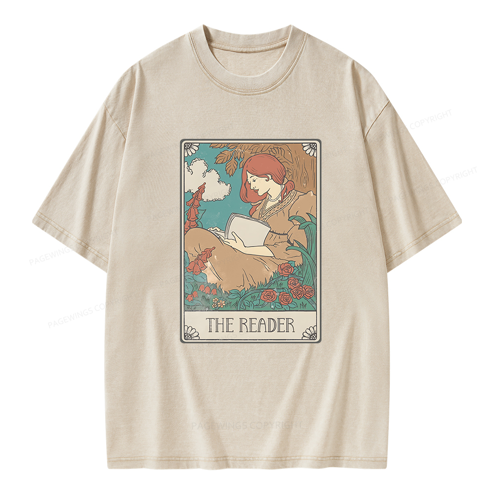 Pagewings Bookish Tarot Card Comfort Colors Unisex Washed T-shirt