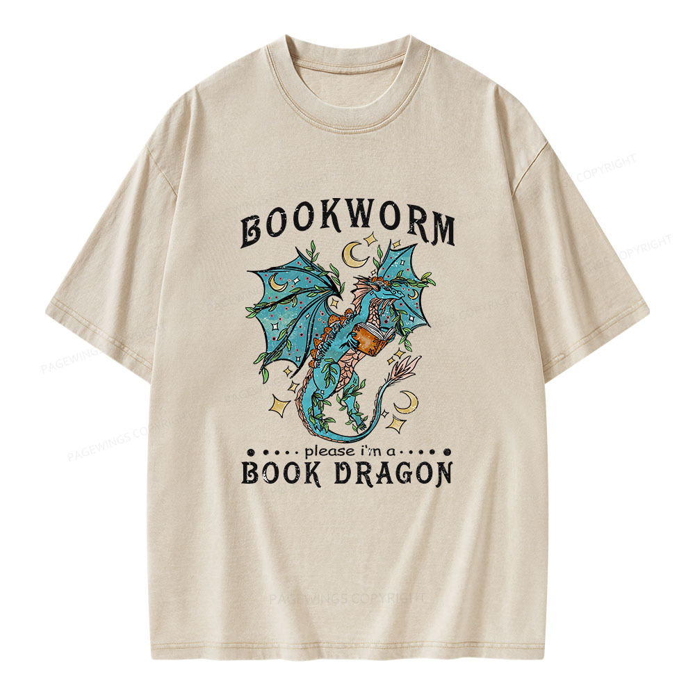 Pagewings Bookworm, please I'm a Book Dragon Unisex Washed T-shirt